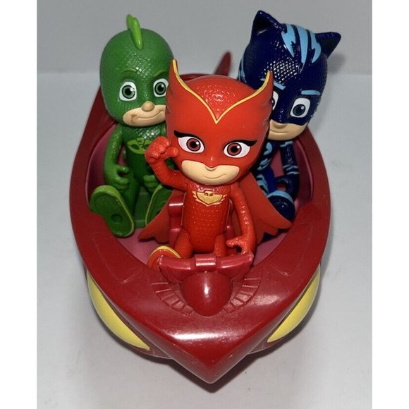 PJ Masks Owl Glider 3 Seater Vehicle with Owlette Catboy Gekko Action Figures - Picture 1 of 12